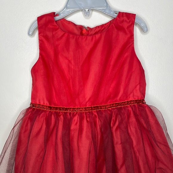 Sweet Heart Rose Girls Size 4 Red Black Sleeveless Glitter Tulle Holiday Dress - Picture 3 of 10